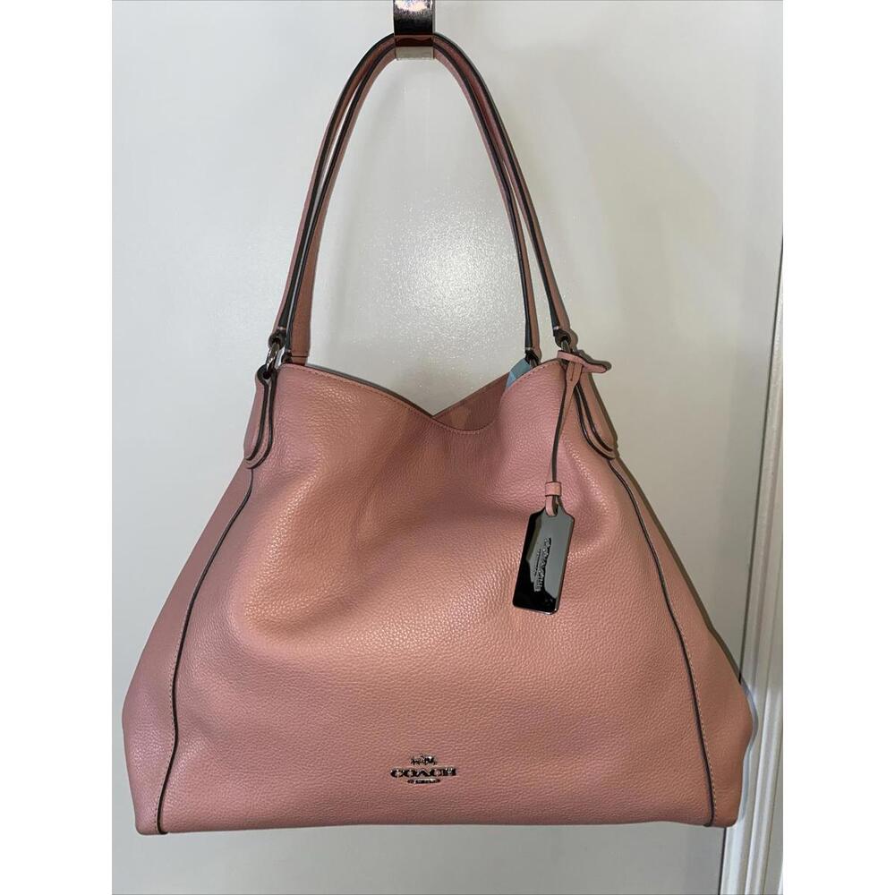 Coach Edie Pink Pebble Leather Hobo Bag Purse Handbag EUC